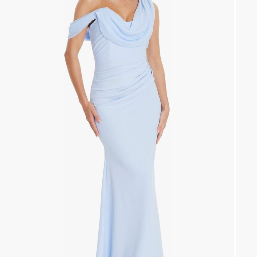 QUIZ Chiffon with Scuba Crepe Cowl Neck Maxi Dress